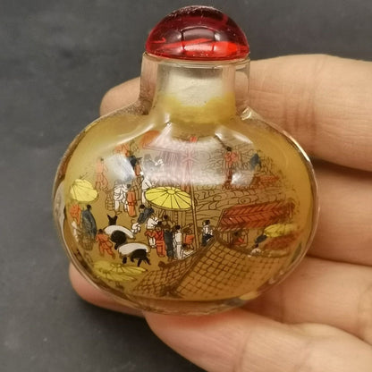 Exquisite Inside Painted Glass Snuff Bottle Liuli Snuff Bottle Collectible
