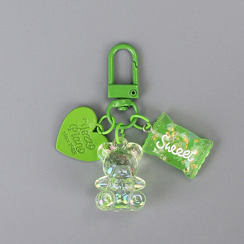 Cartoon Bling Heart Bear Animal Candy Keychain Keyring Creative Cute Bag Pendant