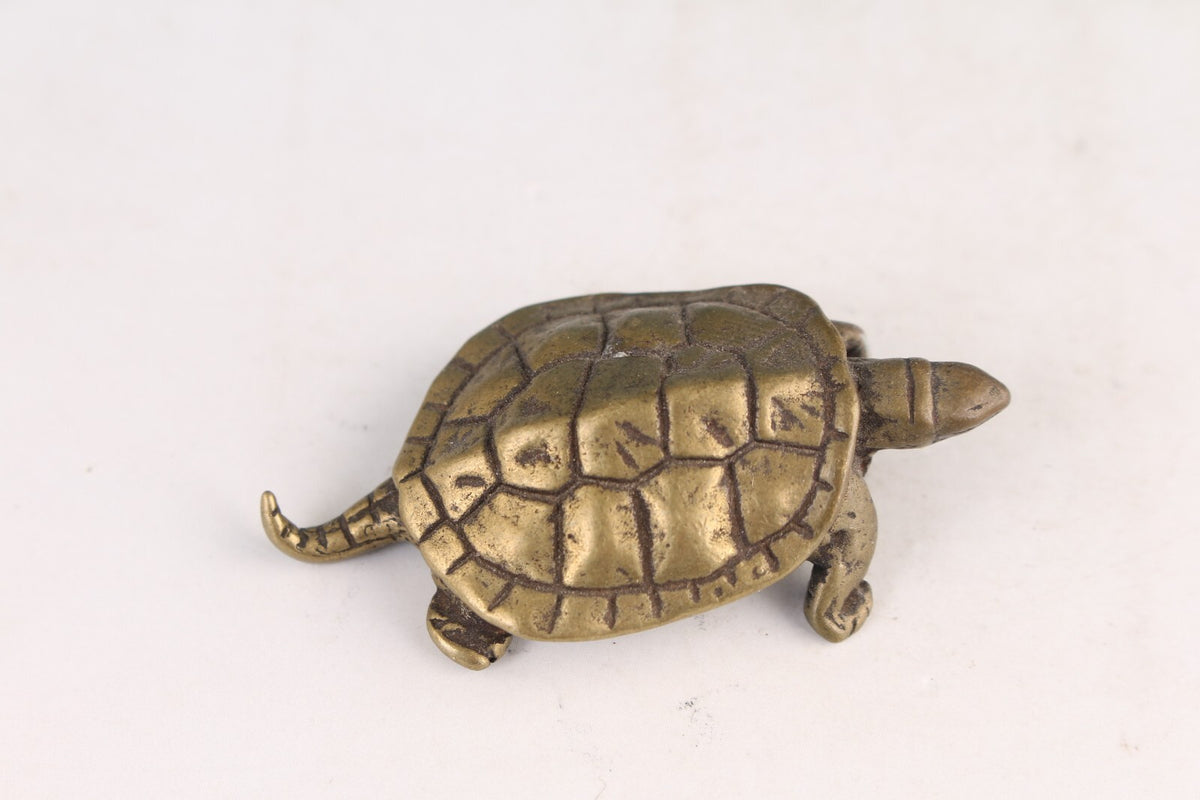Rare Chinese brass handmade tortoise turtle statue collect tea pet hand piece