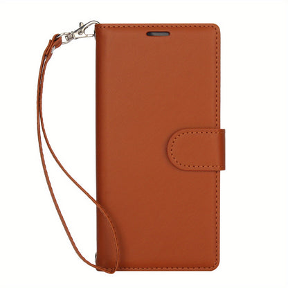 For iPhone 16/15/14/13/12/11 Pro Max Case Card Holder Wrist Strap Wallet Cover