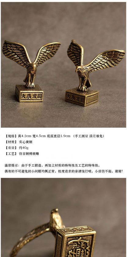 Solid Copper Eagle Jewelry Tea Pet Ceremony Antique Bronze Model Statue -