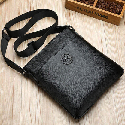 100% Genuine Leather Men's Litchi Sling Shoulder Messenger Bag 10" Business Bag
