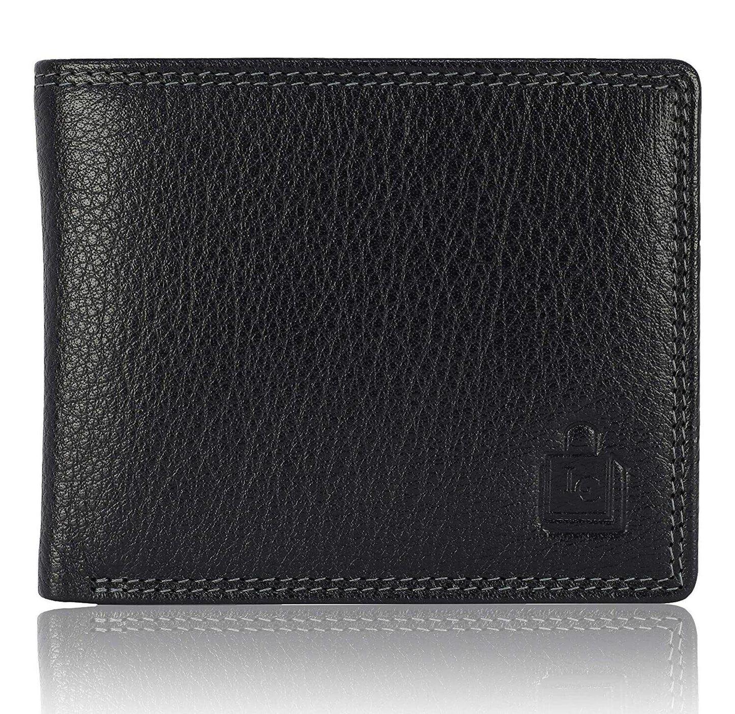 Brand New Authentic RFID Blocking Black BI-Fold Genuine Leather Mens Wallet