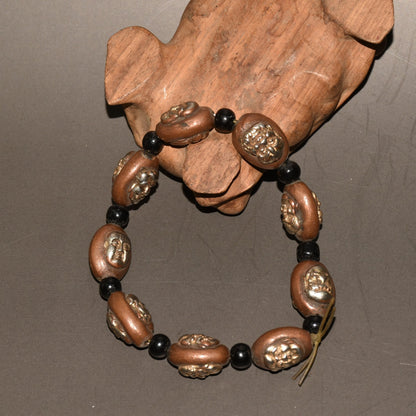 Vintage Red Copper Gold Plated 18 Arhat Bracelet 0.71×0.47in 87g Double Face