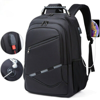 Men's Backpack 17.3 Inch Laptop Business USB Charger Travel Commuter School Bag