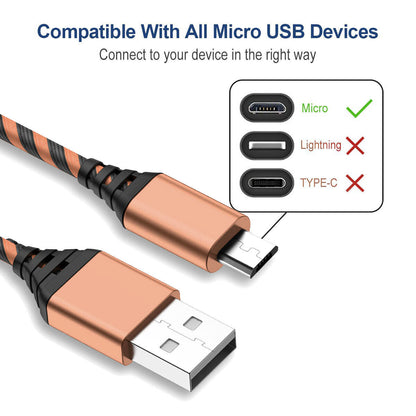 4x Micro USB Charging Cable 3/6/10ft Data Charge Cord For LG Power 2/3 X Charge