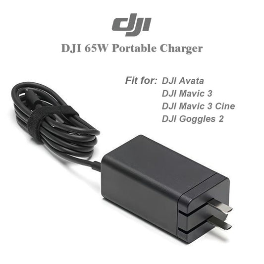 DJI 65W Portable Charger with Cable for Mavic 3,Air 3,Avata(PD-65CN) US/CN/JP/TW