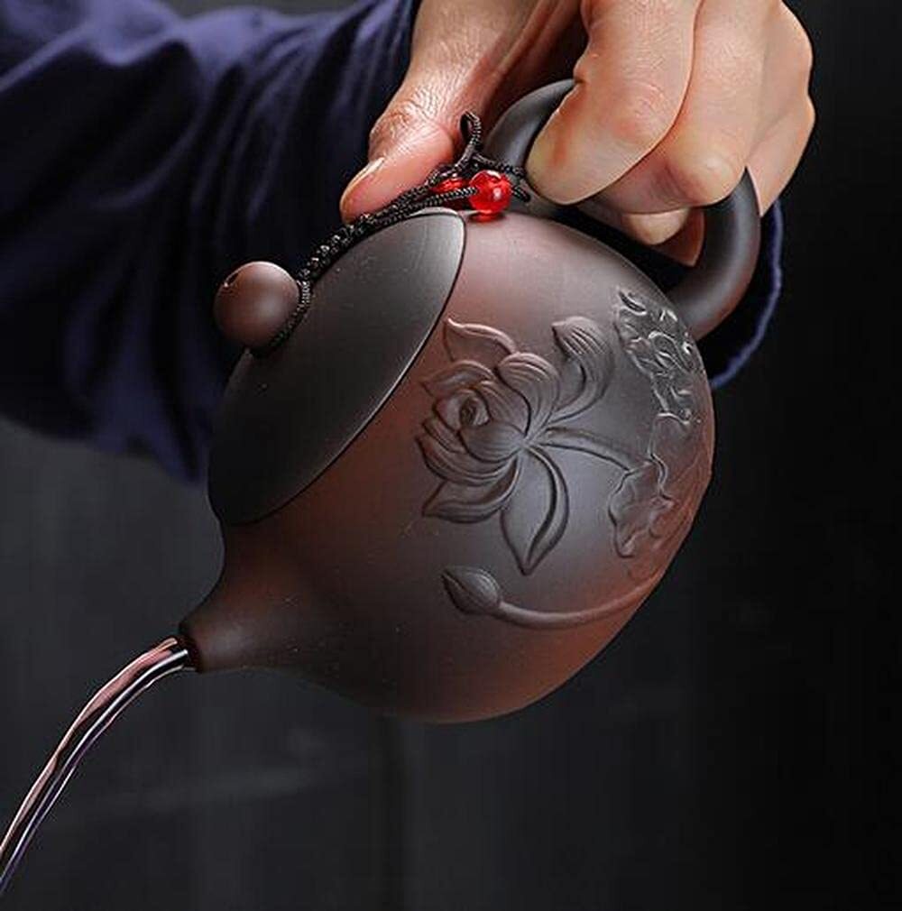 300ml Purple Clay Pot Handmade Lotus Teapot Household Tea Set Kung Fu Tea