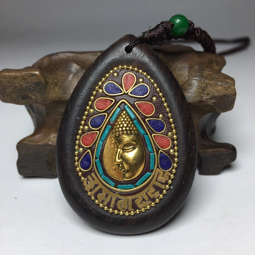 Collected Old Ebony Pendant Ethnic Style Charm Buddhist Statue Pendant