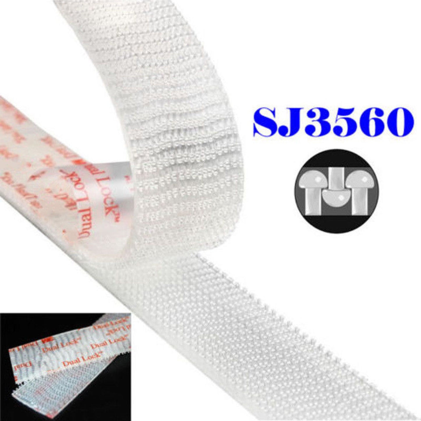 25.4mmx1m SJ3560 Dual Lock Tape Clear VHB Reclosable Fastener Duty Adhesive