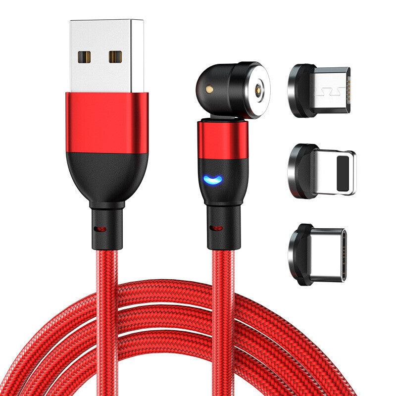 3-in-1 180°+360° Magnetic Charger Cable For Apple Micro USB Type-C Samsung LG