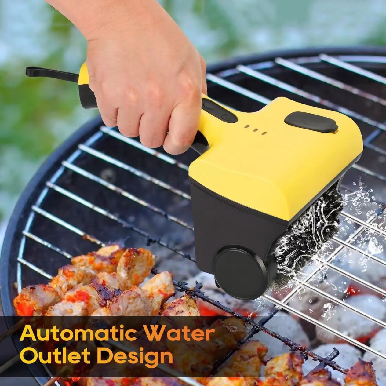 Electric Grill Clean Brush with Liquid Box, Cordless Rechargeable Barbecue Grill