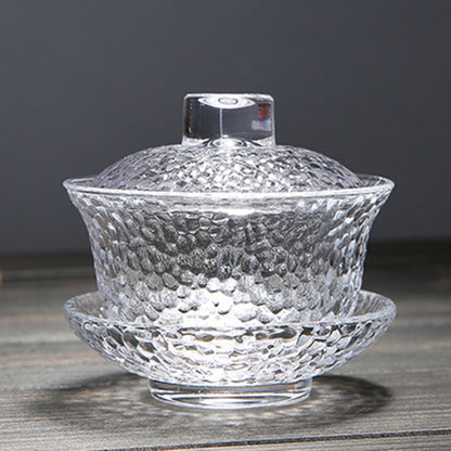 Japanese Style Glass Teaware Gaiwan Tureen Cup Bowl Kungfu Tea Set with Saucer