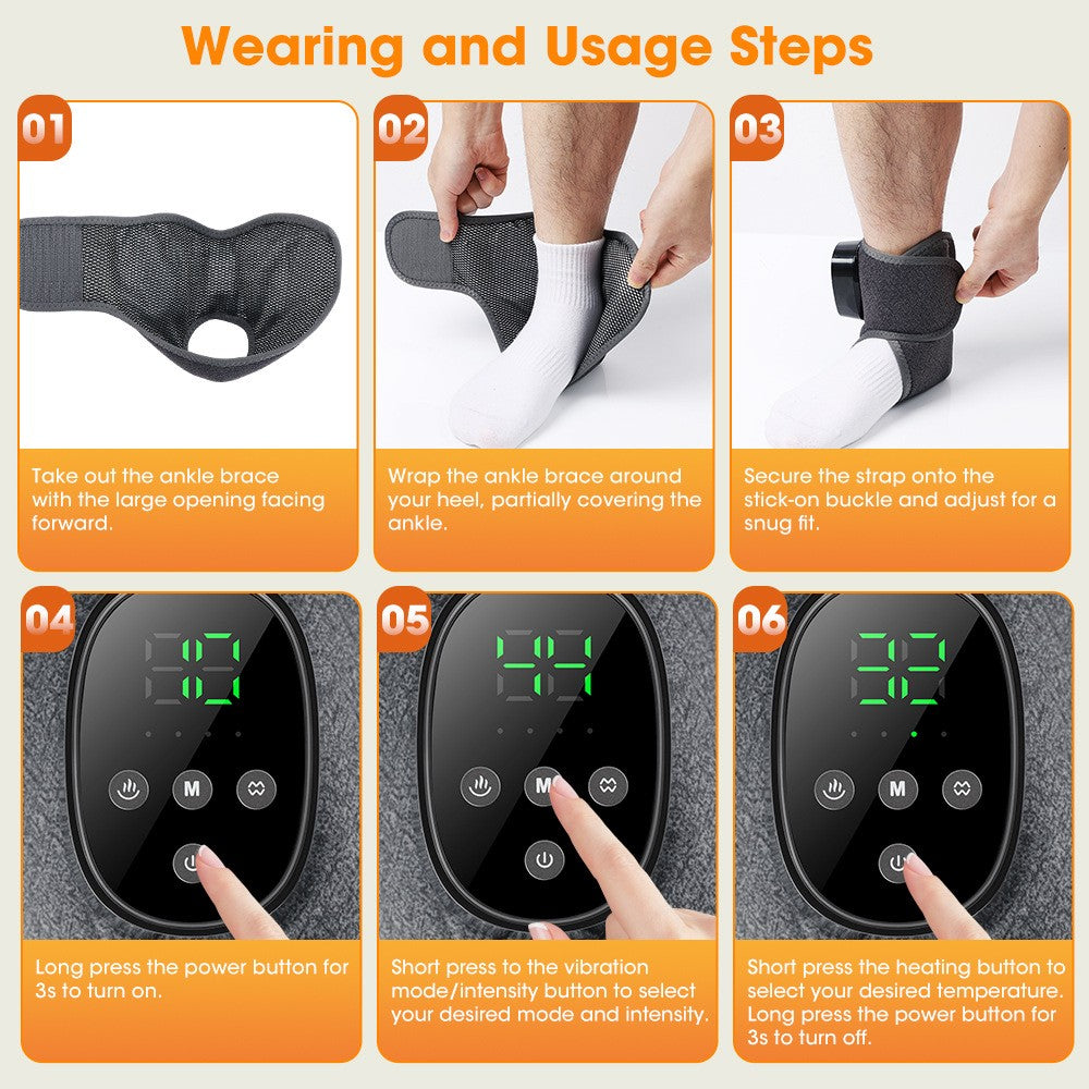 Rechargeable Heated Ankle Massager with Vibratio Cordless Ankle Therapy Support