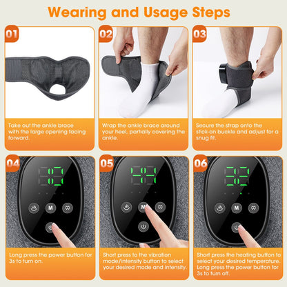 Rechargeable Heated Ankle Massager with Vibratio Cordless Ankle Therapy Support