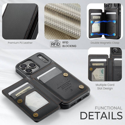 For iPhone 17 Pro Max/17 Pro/17e/Air Wallet Case with RFID Blocking Card Holder