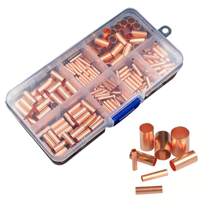 250Pcs/Set 7 Size Wire Ferrules Kit Red Copper Crimp Connector Butt Splice