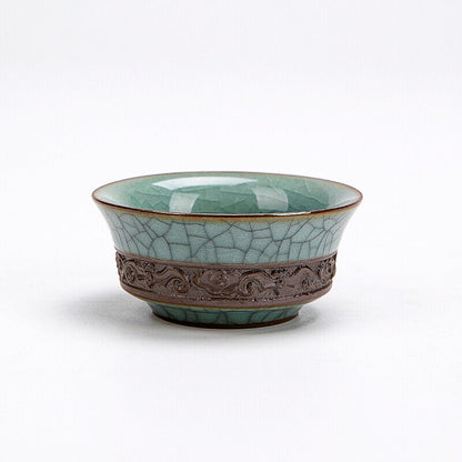 China tea cup relief master cup porcelain kungfu tea cup longquan celadon teacup