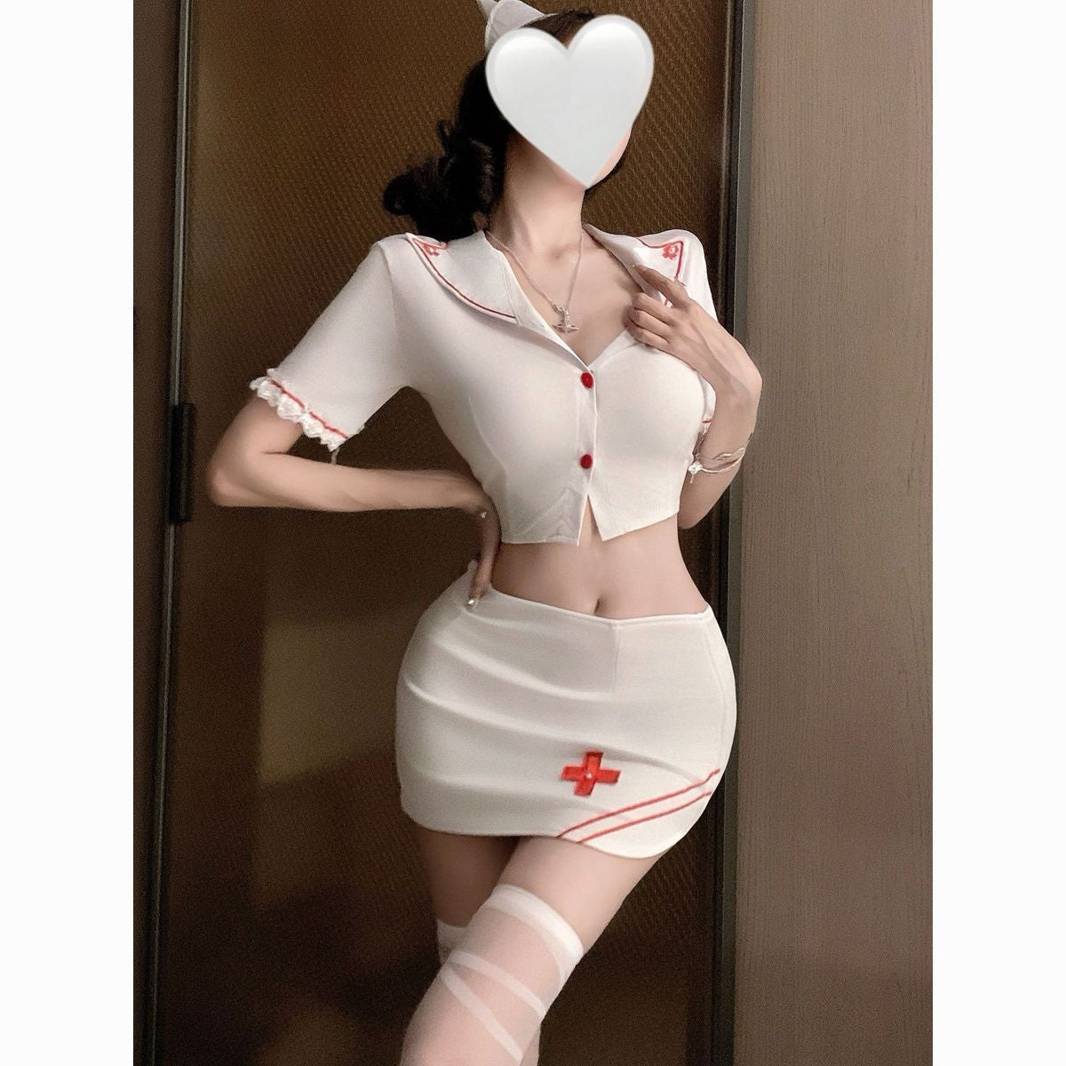 Sexy Nurse Costume Cosplay Outfit Halloween Nightclub Mini Skirt Set