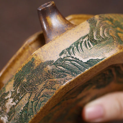 Handcrafted Yixing Teapot Original Dragon Bone Gold Sand Clay Hand Carved Pot