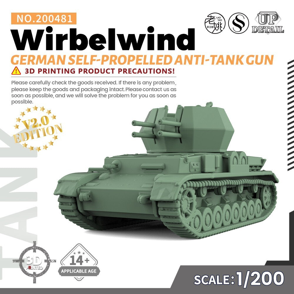 SS481 1/200/350/700 Model German Wirbelwind Self-Propelled Anti-Tank Gun