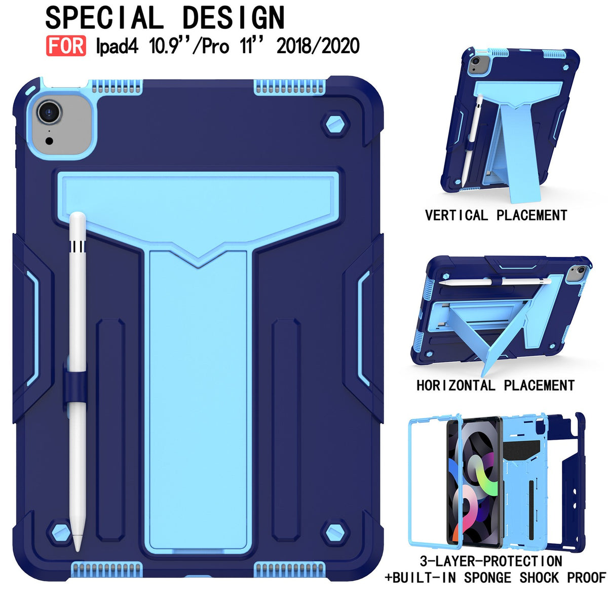 Holder Stand case For Ipad air 4 10.9-inch / ipad pro (2019/2020) tablet case