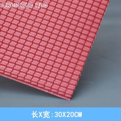Dollhouse Sandplate Parts 20x30cm PVC Red Tile Fish Scale Wall Model Accessories