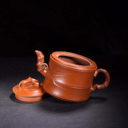 Chinese Yixing Zisha Clay Handmade Exquisite Teapot （竹节 底款：朱可心）