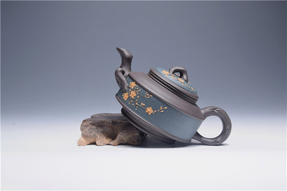 300ml Chinese Handmade Lifelike Plum Flower Yixing Zisha Purple Clay Teapot