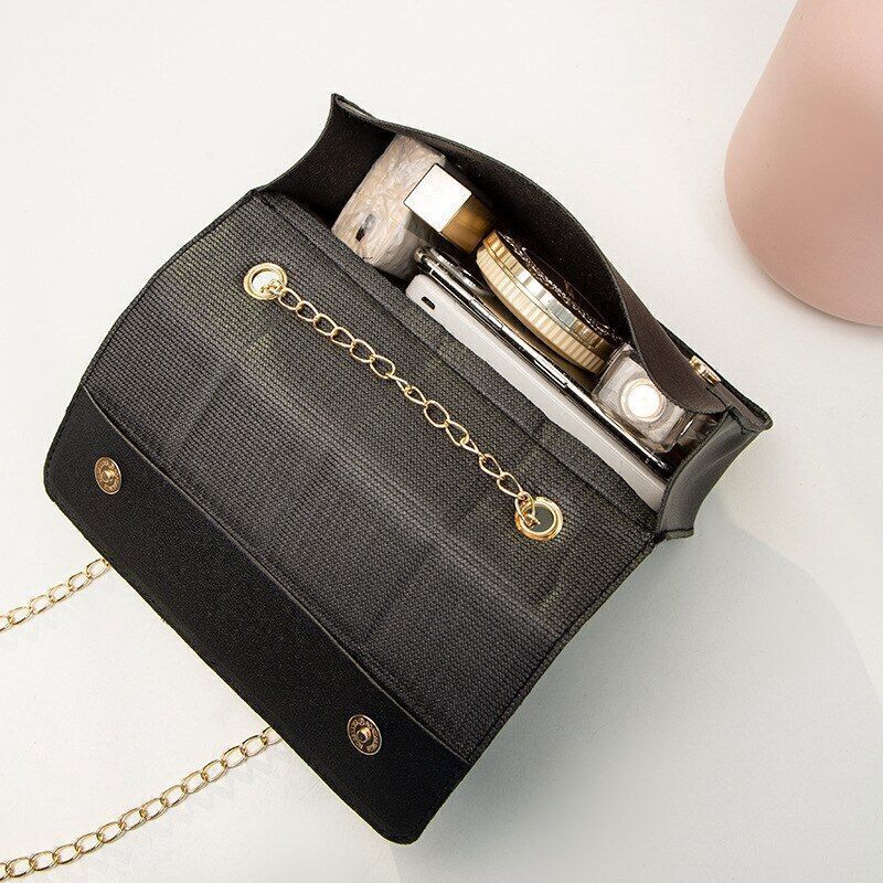 Synthetic Leather Shoulder Bag Chain Rhomboid Crossbody Purse Handbag Polyester