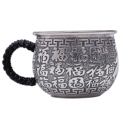 999 Sterling Silver Tea Cup With Handle Certificate Paper Health Care Handmade