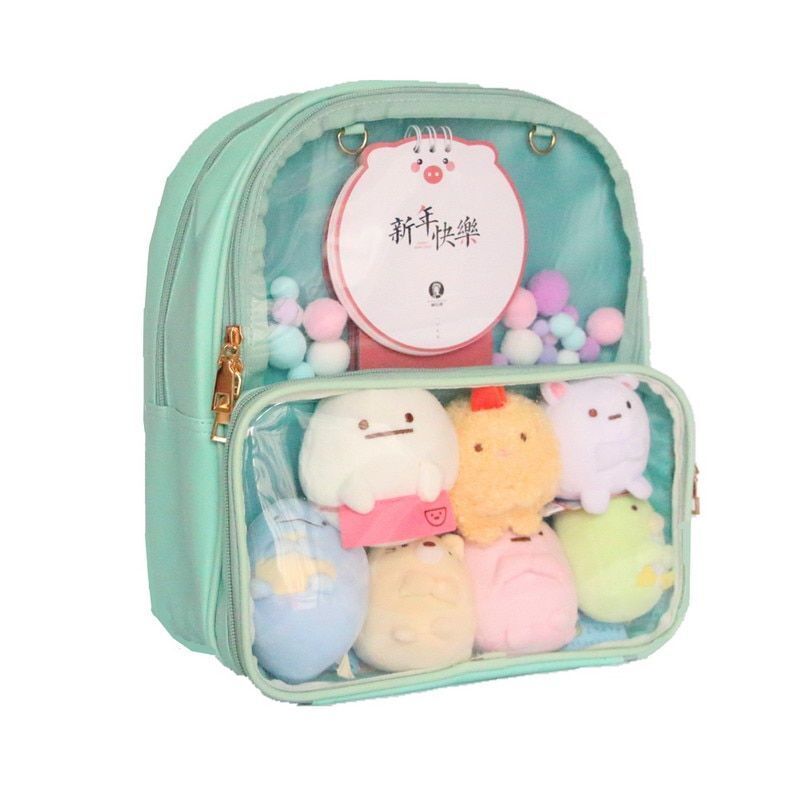 Backpack Clear Transparent Bag 7 Colors 27*10*31 Cm Softback 20-35 L Green Pink
