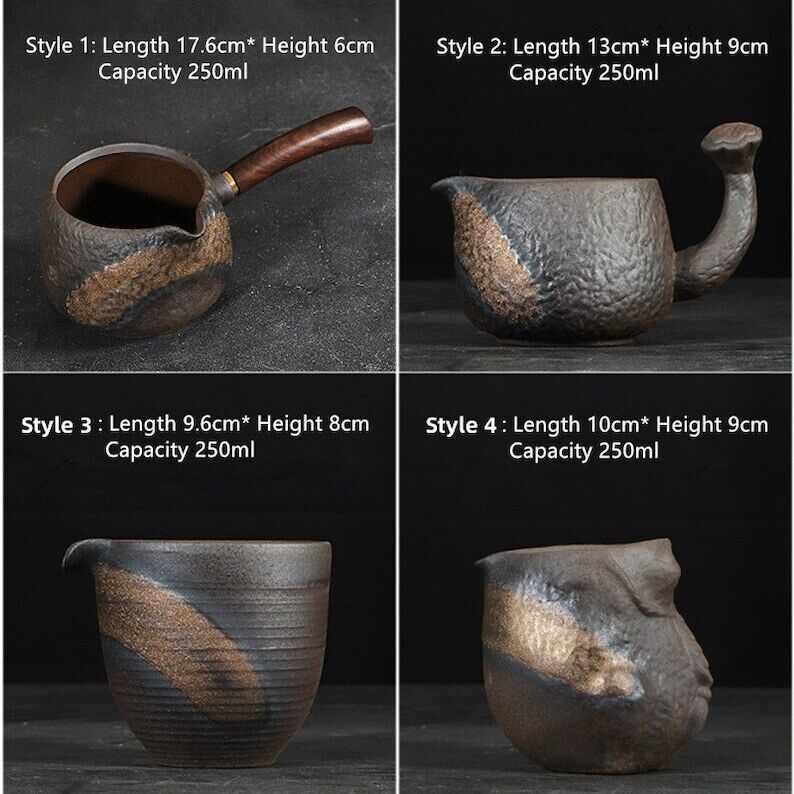 Coarse Ceramic Tea Pitchers Wooden Handle Accessories