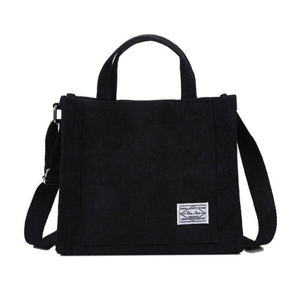 Corduroy Bag Canvas Shoulder Crossbody Handbag Tote Bag Short Handle 26*10*23 CM