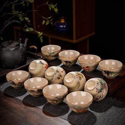 Chinese Zodiac Porcelain Teaware Tea Ceremony Teacup Kungfu Tea-tasting Cup