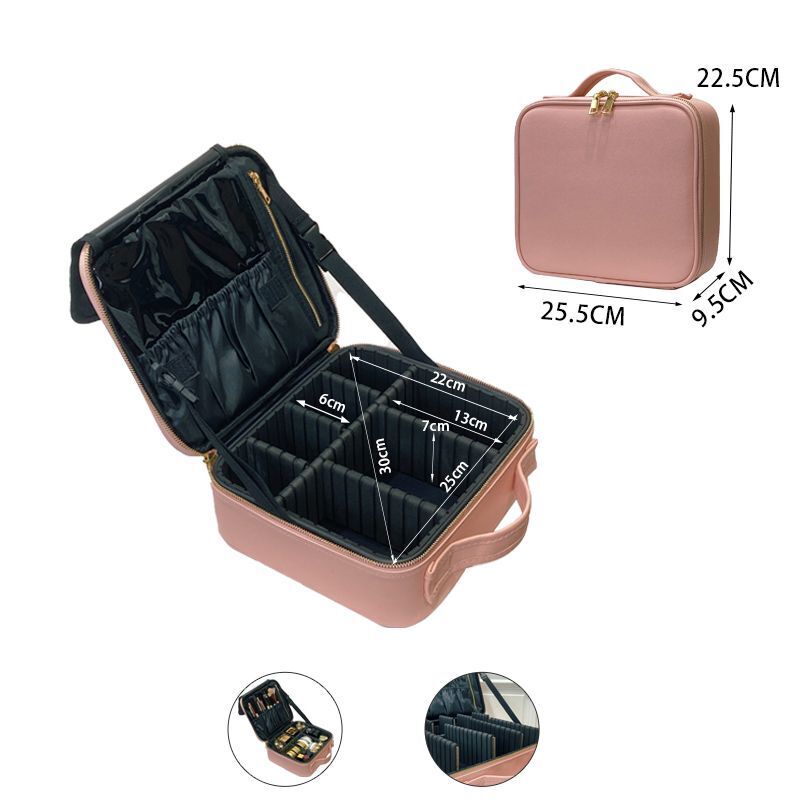 Leather Clapboard Cosmetic Bag Professional Make Up Case Storage Handbag Travel