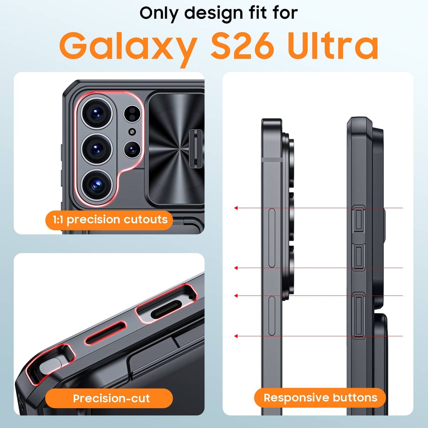 Wallet Case for Samsung Galaxy S26 Ultra/S26 Plus/S26 Card Holder Slide Camera