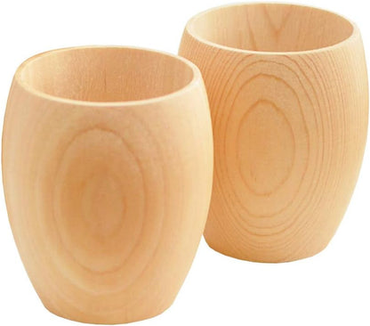 Japanese Traditional Wooden Sake Cups Handmade Home Decoration Gift Set of 2