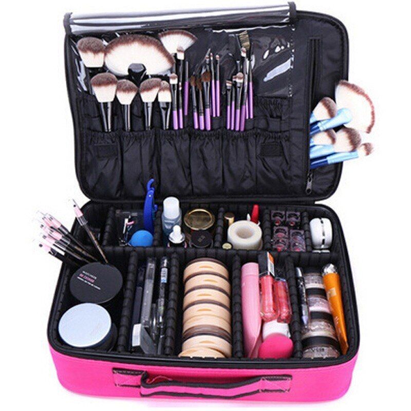 Large Cosmetic Bags Women Traveling Makeup Cases Oxford Purses Black Zipper 1 PC