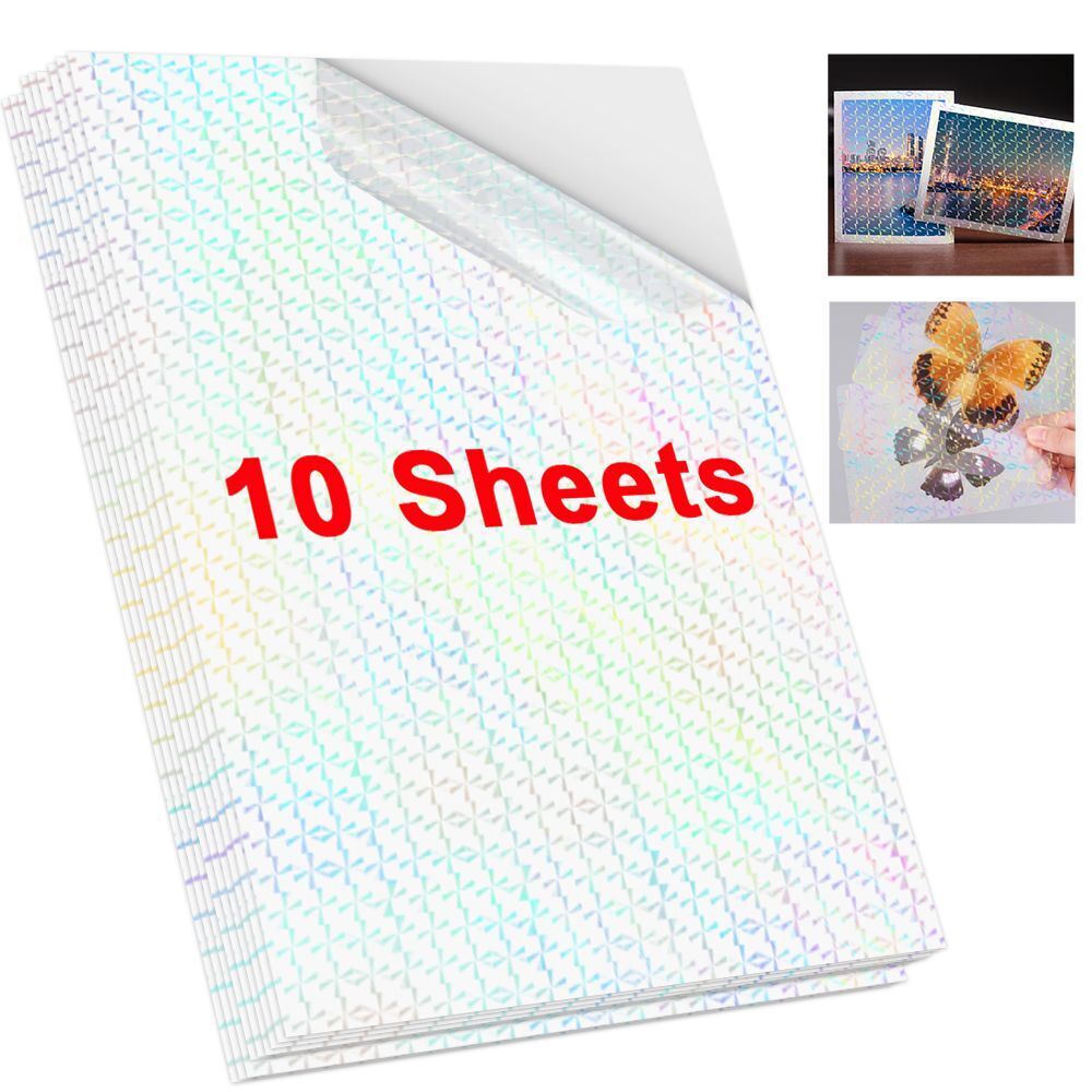 Photo Paper A4 Self-Adhesive Stickers 10 Sheets Holographic Cold Laminating Film