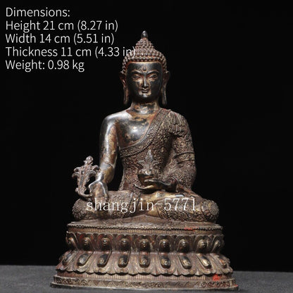 8.6"old Xizang Buddhism Temple Bronze Gilt Sakyamuni Shakya Mani Buddha Statue