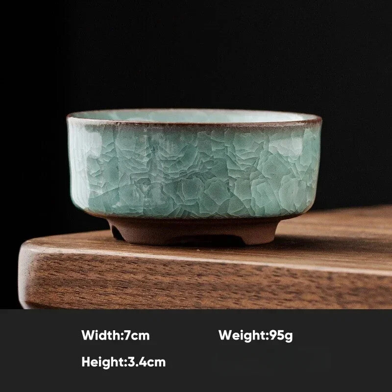 1pcs Ice Crackle Style Ceramic Tea Cup Vintage Celadon Teacup Household