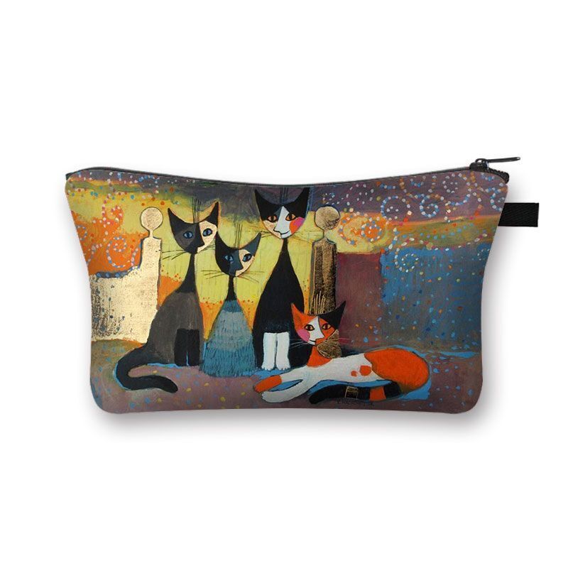 Cute Cat Print Cosmetic Traveling Makeup Bags Cosmetic Storage Purses 5*20*10 CM
