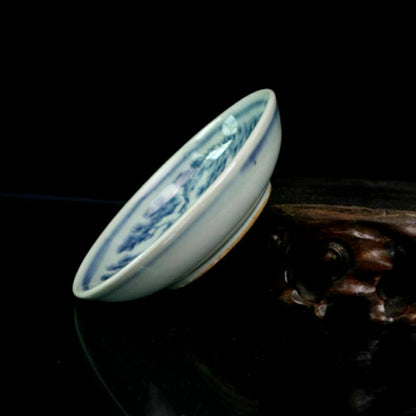 Old Porcelain Blue and White Pine Deer Pattern Plate Porcelai