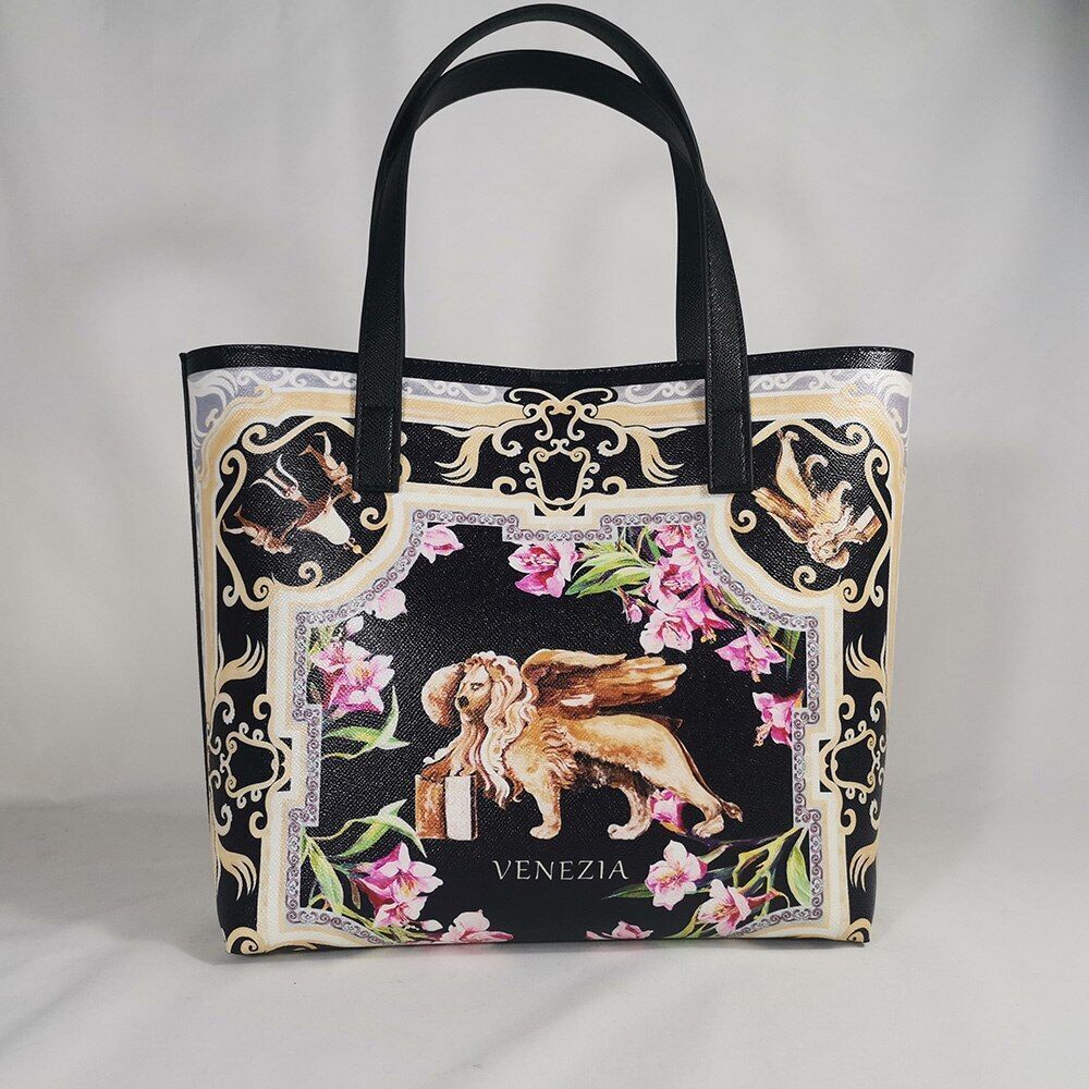 Floral Traveling Shoulder Bag Textured Leather Shopper Large Bag Women Handbags