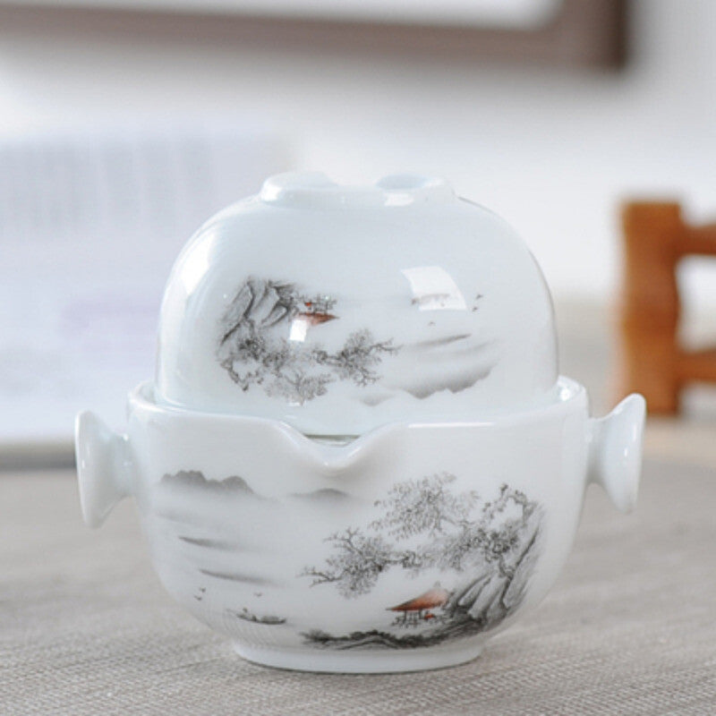 Ceramics Tea Set Include 1 Pot 1 Cup Porcelain Gaiwan Teapot Kung Fu Travel