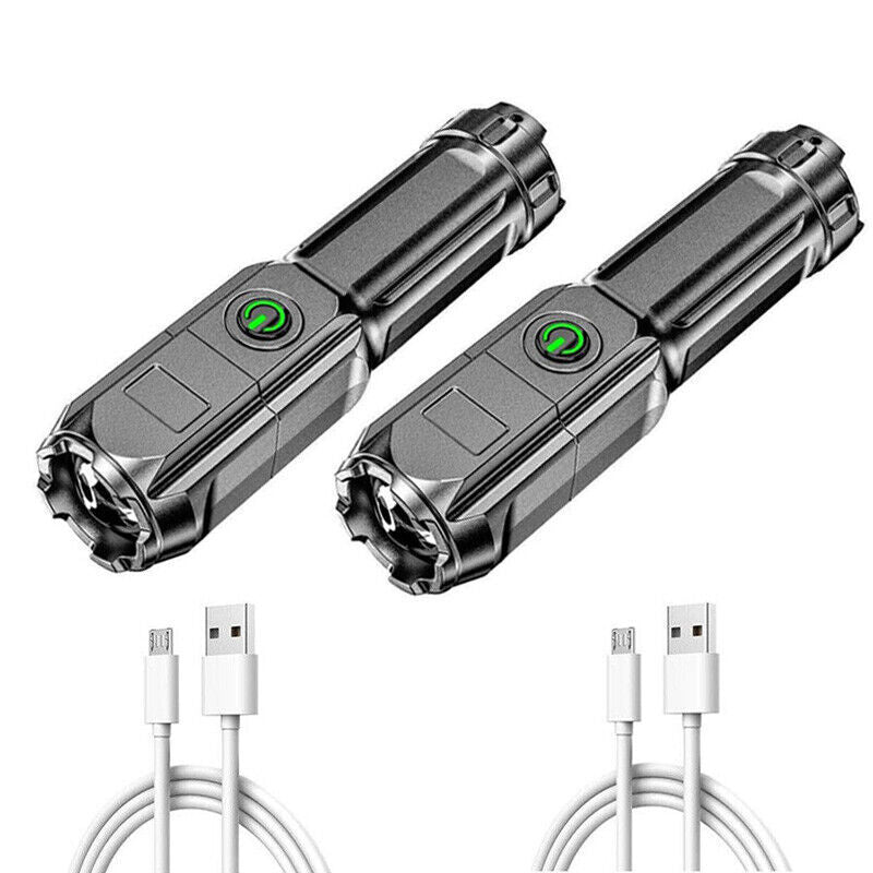 Rechargeable 990000LM LED Flashlight Tactical Police Super Bright Torch Zoomable