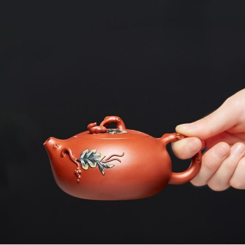 Full Handmade Tea Pot Squirrel Design Boutique Dahongpao Clay Yixing Zisha Xishi