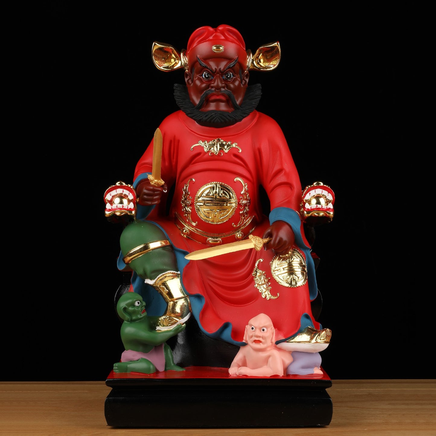 12" Resin Zhong Kui Statue Devil Ghost Catcher Feng Shui Exorcism Home Decor