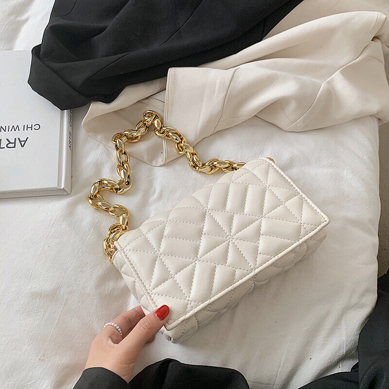 PU Leather Shoulder Square Bags Women's Small Chain Flap Handbag Travel Bag